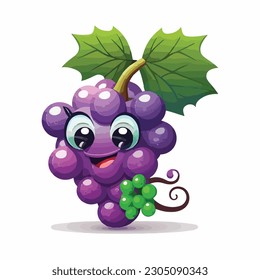 vector cute grape cartoon style