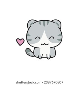 vector cute gray kitten flat design
