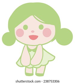 Vector cute green doll illustration