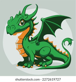 Vector cute green dragon vector illustration