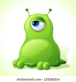 Vector cute green monster isolated on white background.