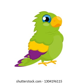 Vector cute green parrot.