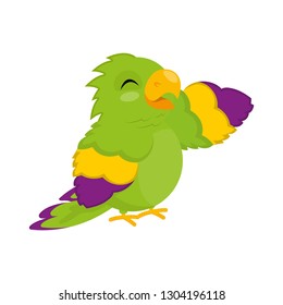 Vector cute green parrot.