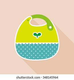 vector cute green sprout baby bib / flat icon