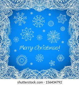 Vector cute greeting card with snowflakes.