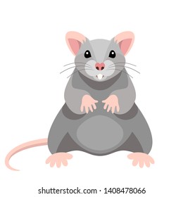 Vector cute grey rat symbol of new 2020 year cheerful  symmetric mouse icon