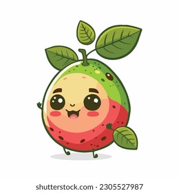vector cute guava cartoon style