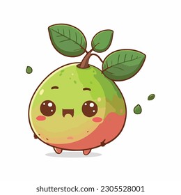 vector cute guava cartoon style