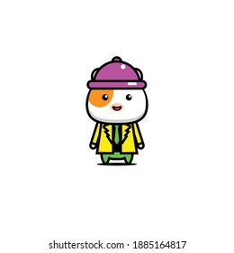 Vector cute guinea pig design in purple hat