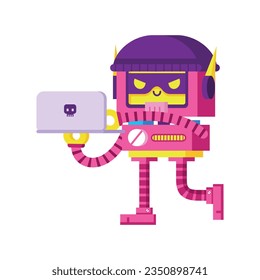 vector cute hacker robot cartoon illustration isolated