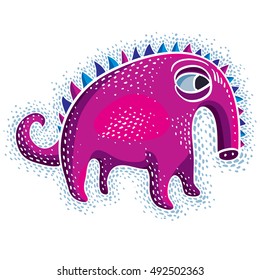 Vector cute Halloween character ogre, fictitious creature. Cool illustration of sad purple monster.