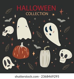 Vector cute Halloween collection for cards and stickers