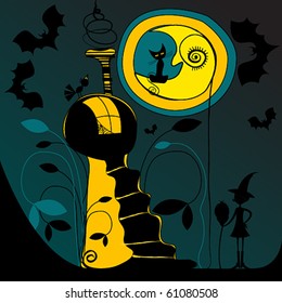 Vector cute Halloween illustration