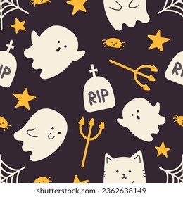 vector cute halloween seamless pattern 