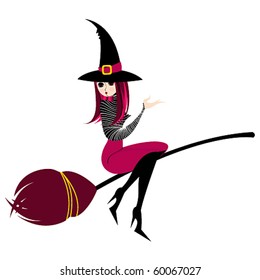 Vector cute Halloween witch
