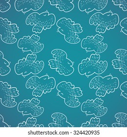 Vector cute hand drawing abstract birds seamless pattern background 