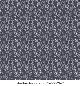Vector cute hand drawing berries seamless pattern background. Strawberry,blueberries, raspberries, mint fresh healthy food.