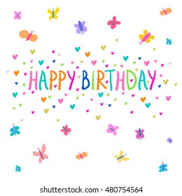 Vector cute hand drawing Birthday card seamless pattern background
