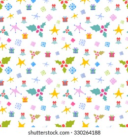 Vector cute hand drawing Christmas and New year seamless pattern background