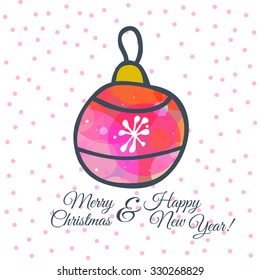  Vector cute hand drawing Christmas ball  background card template