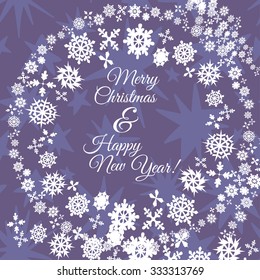 Vector cute hand drawing Christmas snowflakes and New year stars card background template
