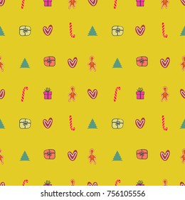 Vector cute hand drawing Christmas and New year seamless pattern background