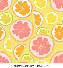 Vector cute hand drawing citrus seamless pattern background