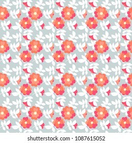 Vector cute hand drawing flowers seamless pattern background