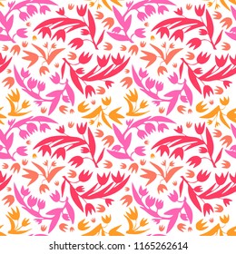 Vector cute hand drawing flowers seamless pattern background