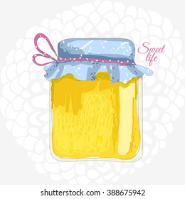 Vector cute hand drawing honey jar illustration background