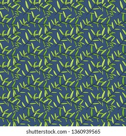 Vector cute hand drawing leafs seamless pattern background. 