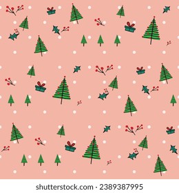 Vector of cute hand drawing  object on background. Doodle cute seamless pattern. Cute christmas character for children or trendy design with childish style. Graphic for fabric, wallpaper, xmas, decor.