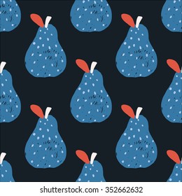Vector cute hand drawing pears seamless pattern background
