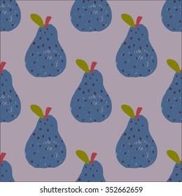 Vector cute hand drawing pears seamless pattern background