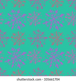 Vector cute hand drawing snowflakes  Christmas and New year seamless pattern background