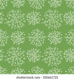 Vector cute hand drawing snowflakes  Christmas and New year seamless pattern background