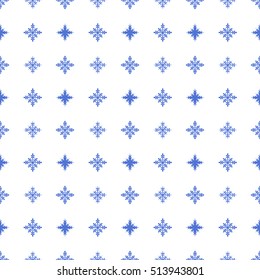 Vector cute hand drawing snowflakes Christmas and New year seamless pattern background