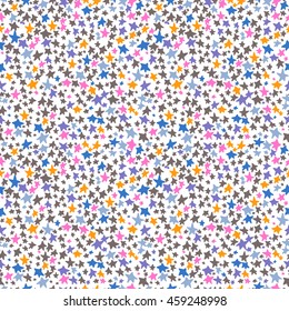 Vector cute hand drawing stars seamless pattern background