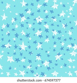 Vector cute hand drawing stars pattern background