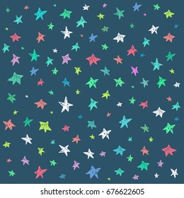 Vector cute hand drawing stars pattern background
