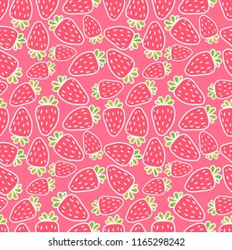 Vector cute hand drawing strawberry seamless pattern background. 