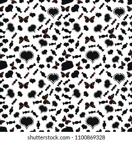 Vector. Cute hand drawn dessert illustration seamless pattern with white, gray and black background.
