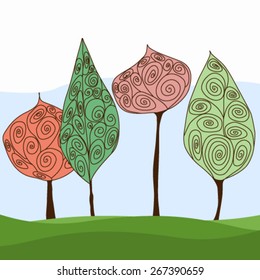 Vector cute hand drawn forest