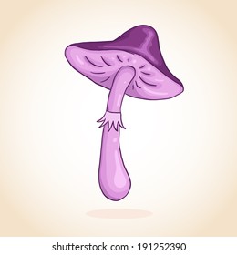 Vector cute hand drawn purple poisonous mushroom