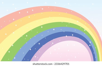 Vector adorable arco iris dibujado a mano en un fondo de colores pastel.