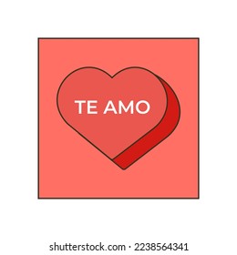 Vector cute hand drawn red heart isolated on white I love you inscription Vector valentines day card. Cute card with hearts. You are loved message. I love you Te amo card trendy style