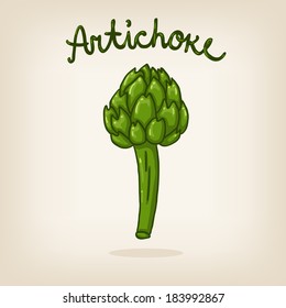Vector cute hand drawn shiny artichoke