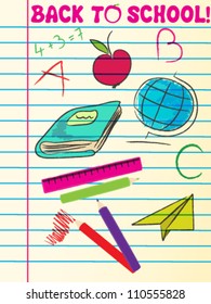 Vector cute hand drawn sketch style back to school illustration