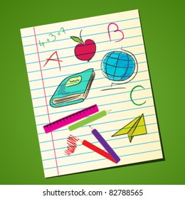 Vector cute hand drawn sketch style back to school illustration