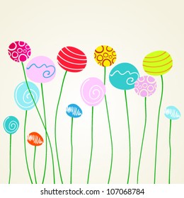 Vector cute hand drawn style flowers illustration